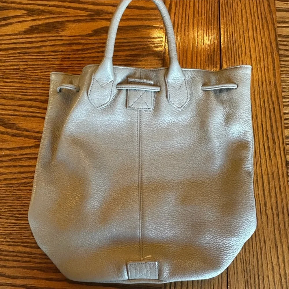 Stone Mountain Taupe Leather Satchel Drawstring